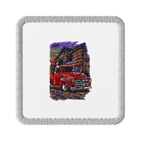 Barn Flag Red Hot Rod Pickup Embroidered Patch product mockup 7