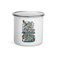 Mono Basin California 12 oz enamel camping mug, front-view product mockup
