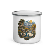Big Pine California 12 oz enamel camping mug, front-view product mockup