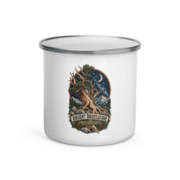 Ancient Bristlecone Pine 12 oz enamel camping mug, front-view product mockup