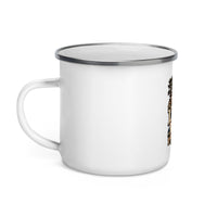 Lone Pine High Desert 12 oz enamel camping mug, left-side product mockup