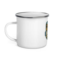 Bishop California 12 oz enamel camping mug, left-side product mockup