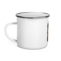 Highway 395 Road Trip 12 oz enamel camping mug, left-side product mockup