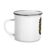 Big Pine California 12 oz enamel camping mug, left-side product mockup