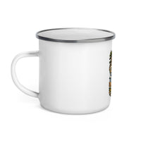 Desert to Summit 12 oz enamel camping mug, left-side artwork view