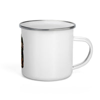June Lake Cabin 12 oz enamel camping mug, right-side product mockup