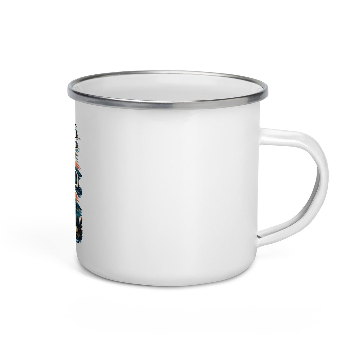 Mono Basin California 12 oz enamel camping mug, right-side product mockup