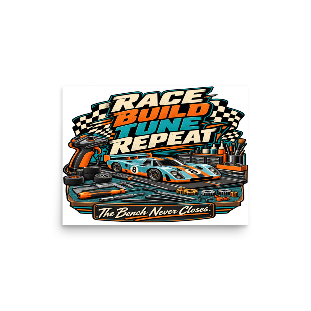 Race Build Tune Repeat Matte Poster product mockup
