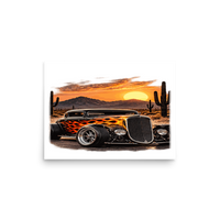 Desert Sunset Flame Coupe Matte Poster product mockup