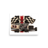Number 32 Checkered Roadster Matte Poster product mockup