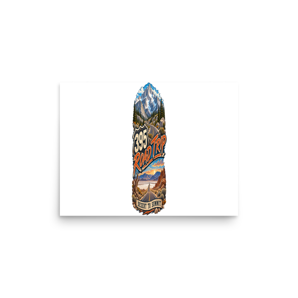 Highway 395 Road Trip Matte Poster — 12 × 16, front view