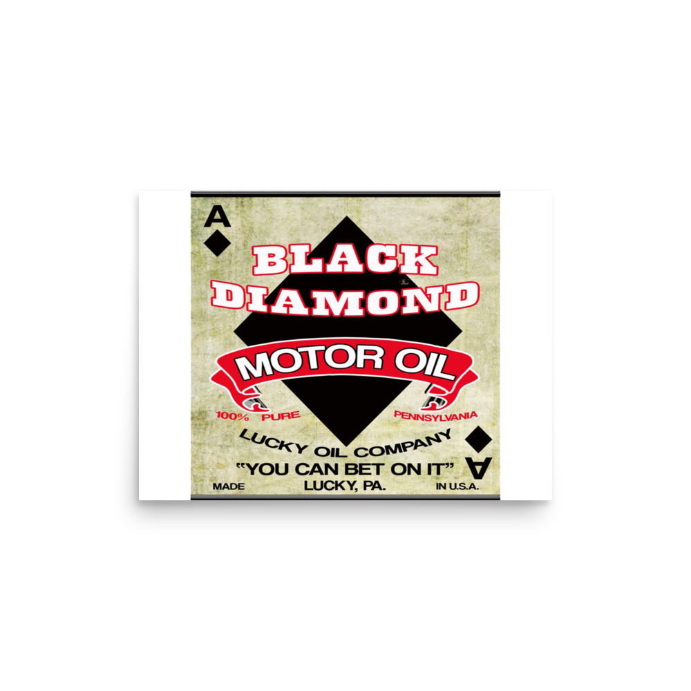 Black Diamond Motor Oil Vintage T-Shirt — Muncle Mikes Matte Poster product mockup
