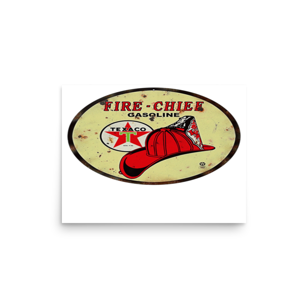 Fire Chief Vintage Gas and Oil T-Shirt — Muncle Mikes Matte Poster product mockup