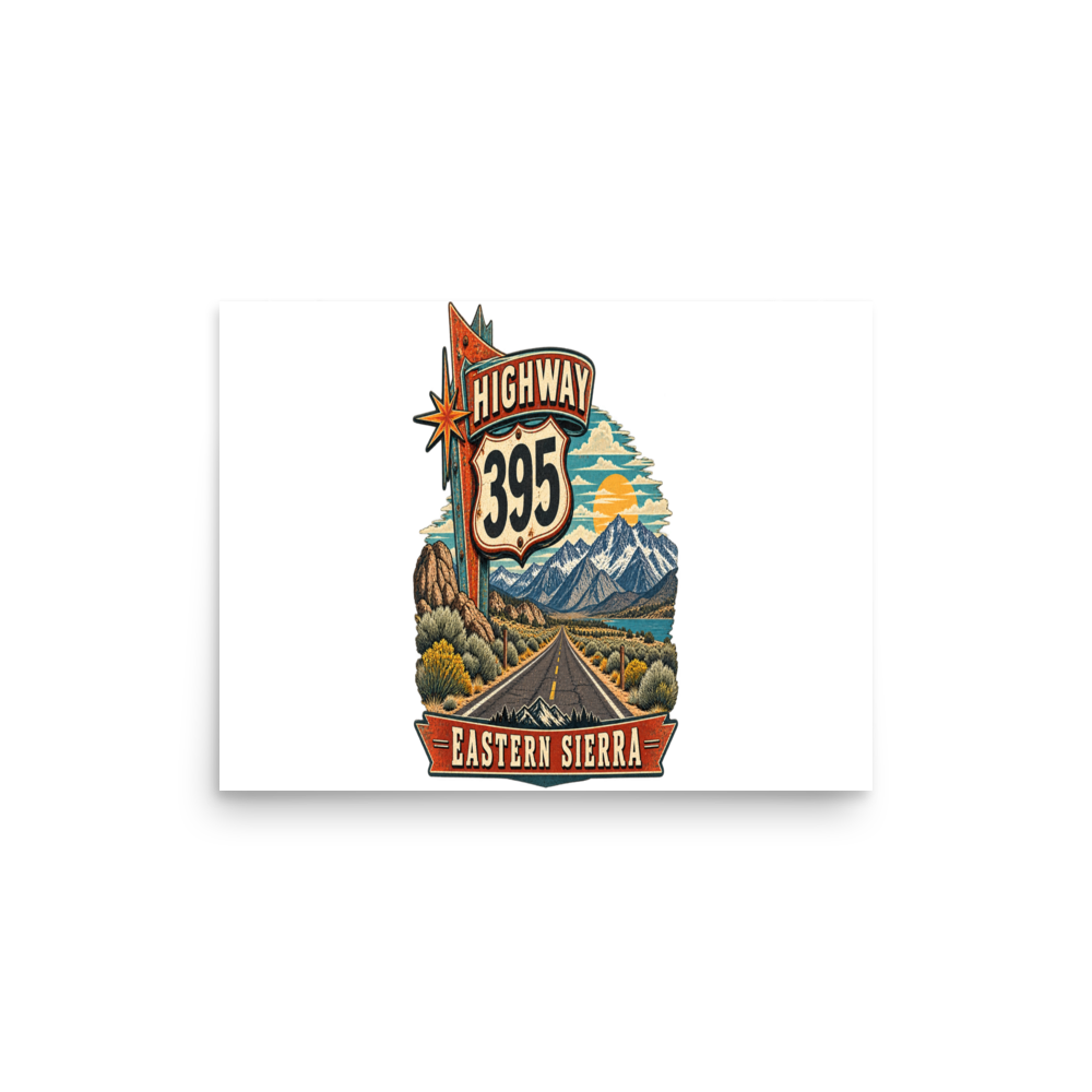 Highway 395 Eastern Sierra Matte Poster product mockup