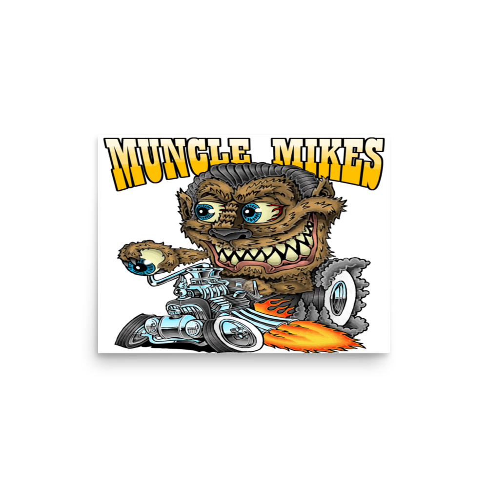 Monster Mugs 002 Hot Rod Coffee Mug — Muncle Mikes Matte Poster product mockup