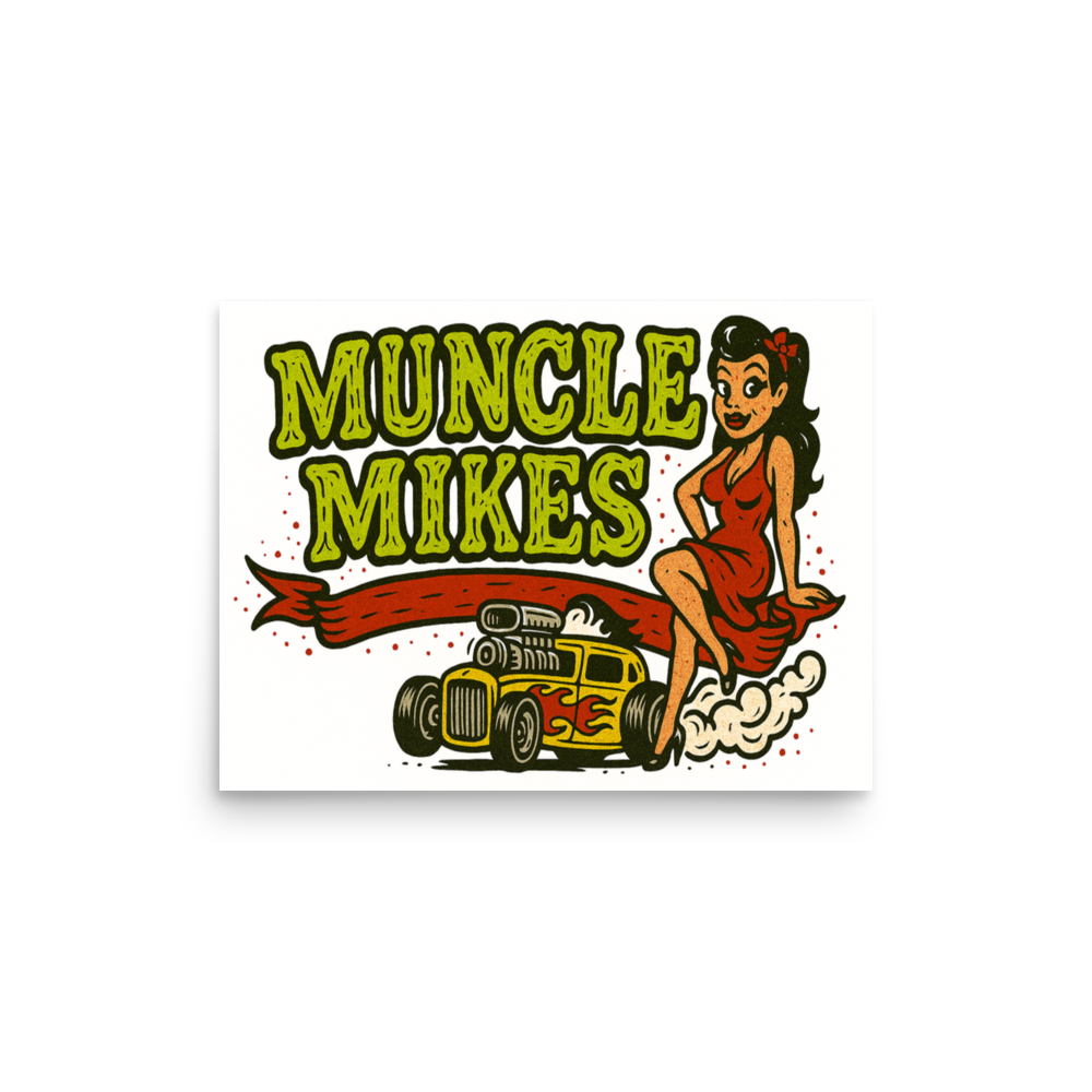 Monster Mugs 001 Hot Rod Coffee Mug — Muncle Mikes Matte Poster product mockup