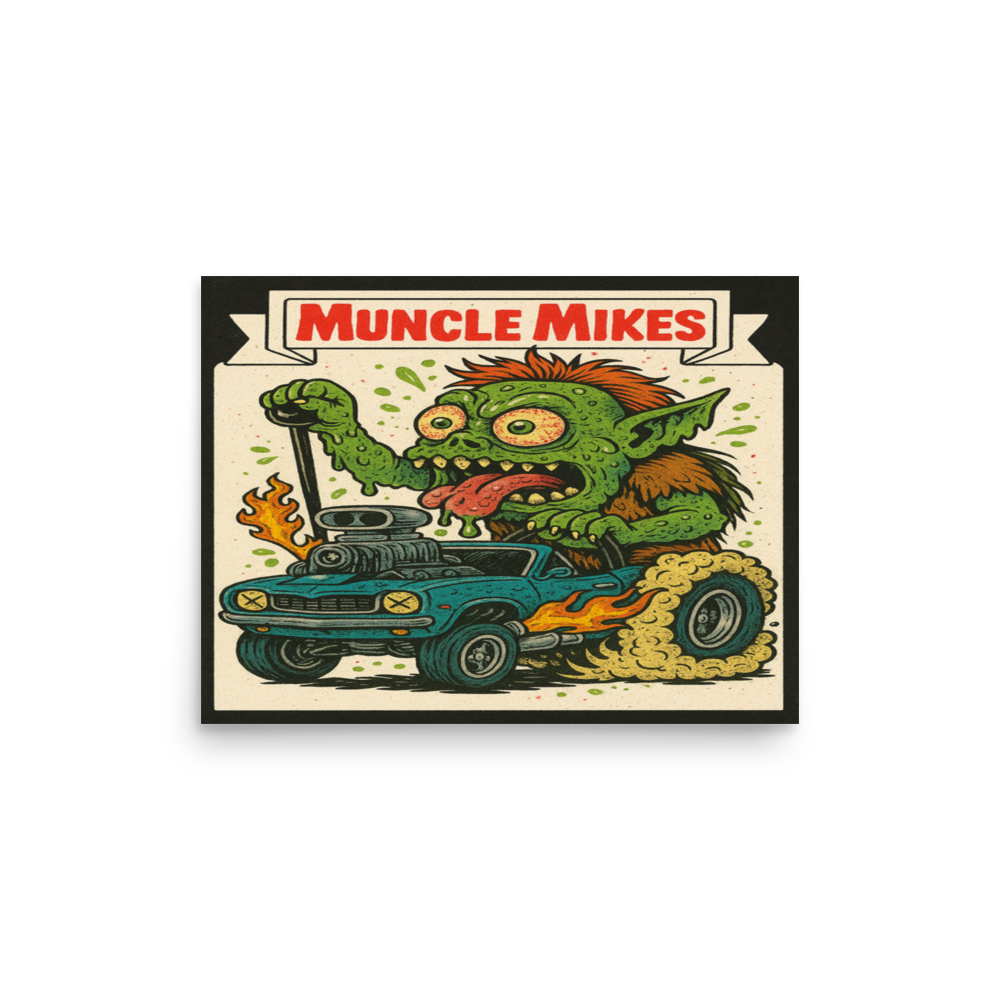 Monster Mugs 004 Hot Rod Coffee Mug — Muncle Mikes Matte Poster product mockup