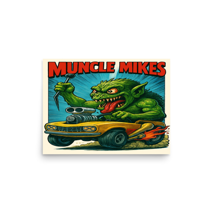 Monster Mugs 005 Hot Rod Coffee Mug — Muncle Mikes Matte Poster product mockup