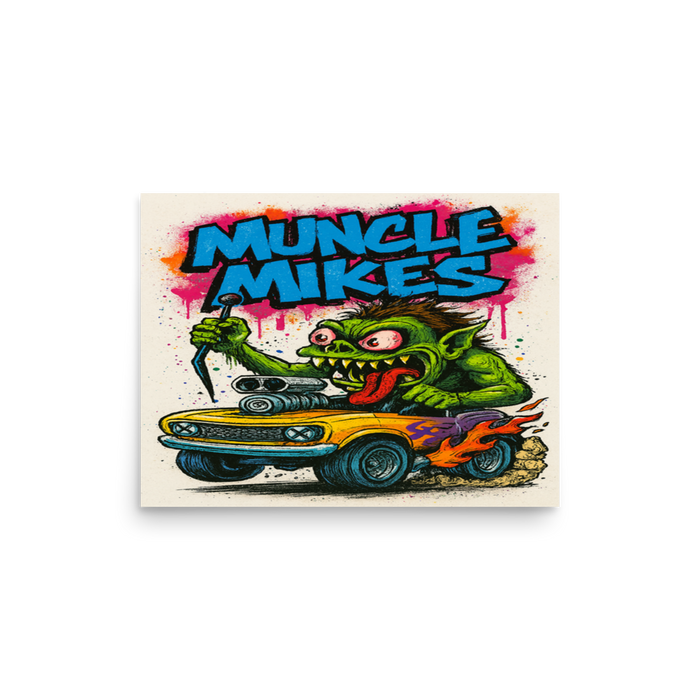 Monster Mugs 008 Hot Rod Coffee Mug — Muncle Mikes Matte Poster product mockup
