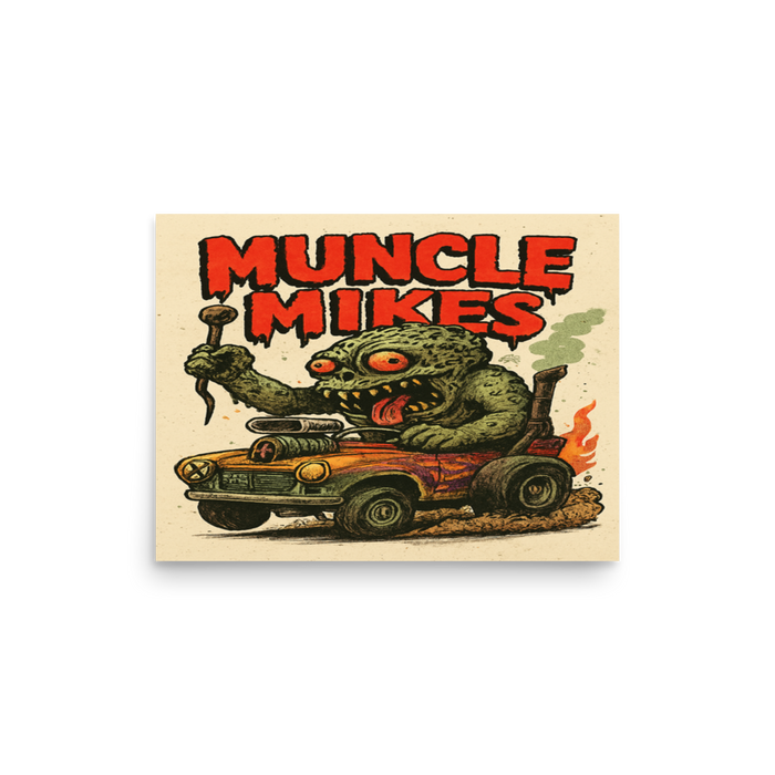 Monster Mugs 009 Hot Rod Coffee Mug — Muncle Mikes Matte Poster product mockup