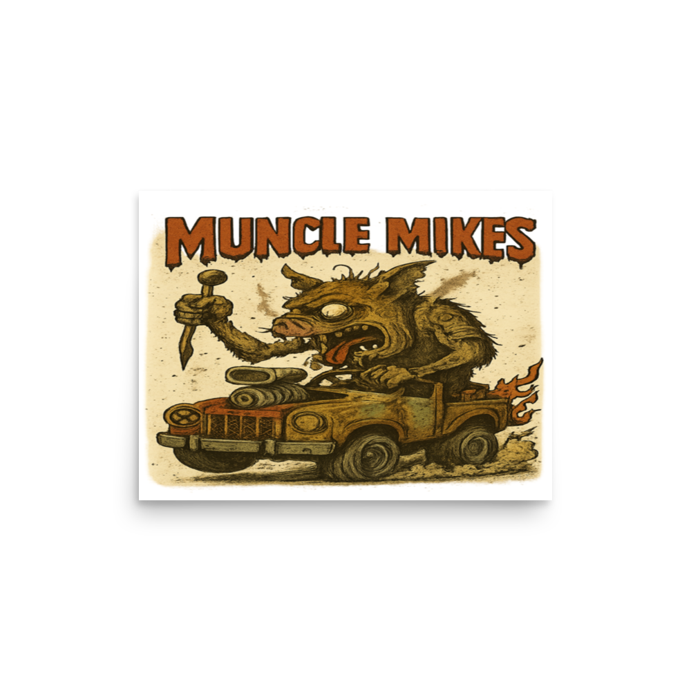 Monster Mugs 010 Hot Rod Coffee Mug — Muncle Mikes Matte Poster product mockup