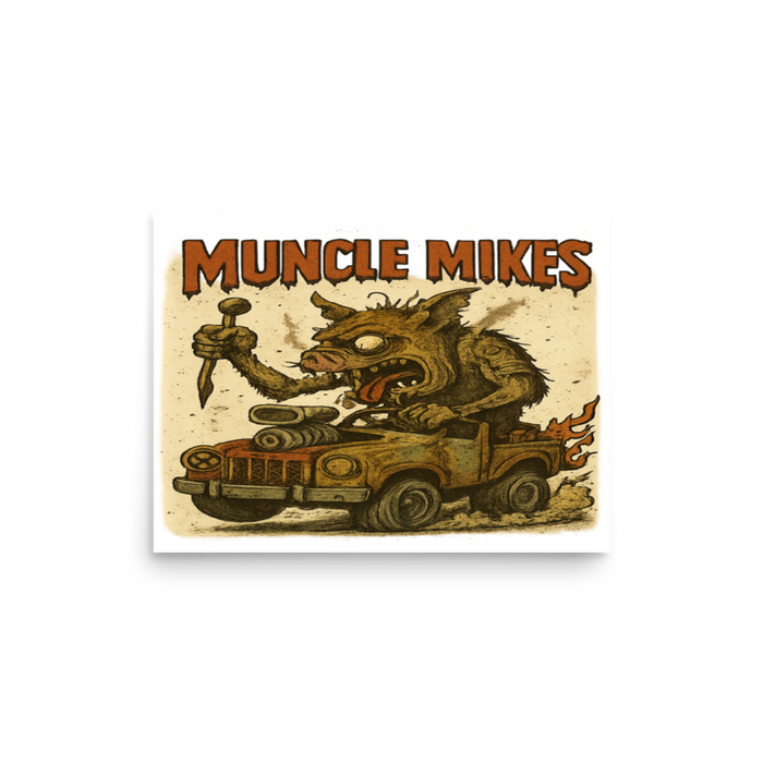 Monster Mugs 010 Hot Rod Coffee Mug — Muncle Mikes Matte Poster product mockup