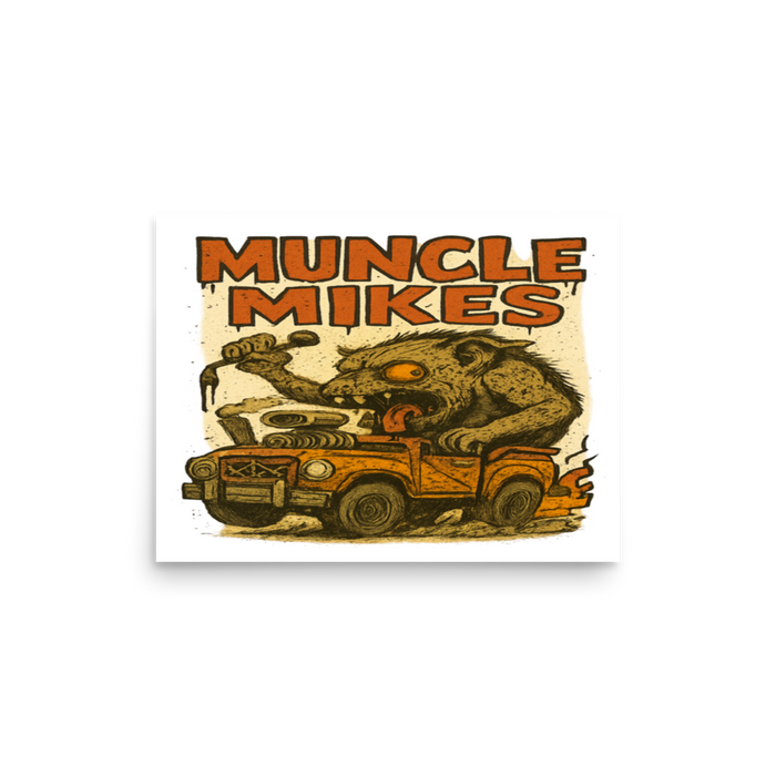 Monster Mugs 011 Hot Rod Coffee Mug — Muncle Mikes Matte Poster product mockup