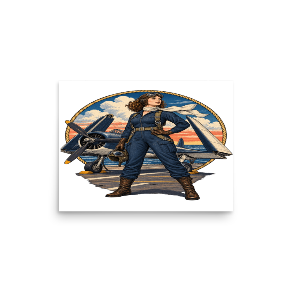 Vintage Aviation Pin-Up T-Shirt – Edition 11 Matte Poster product mockup