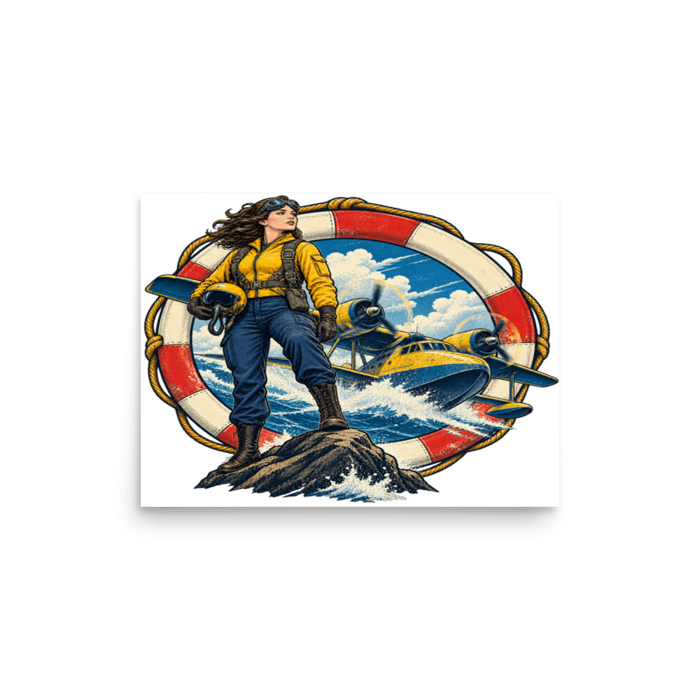Vintage Aviation Pin-Up T-Shirt – Edition 14 Matte Poster product mockup