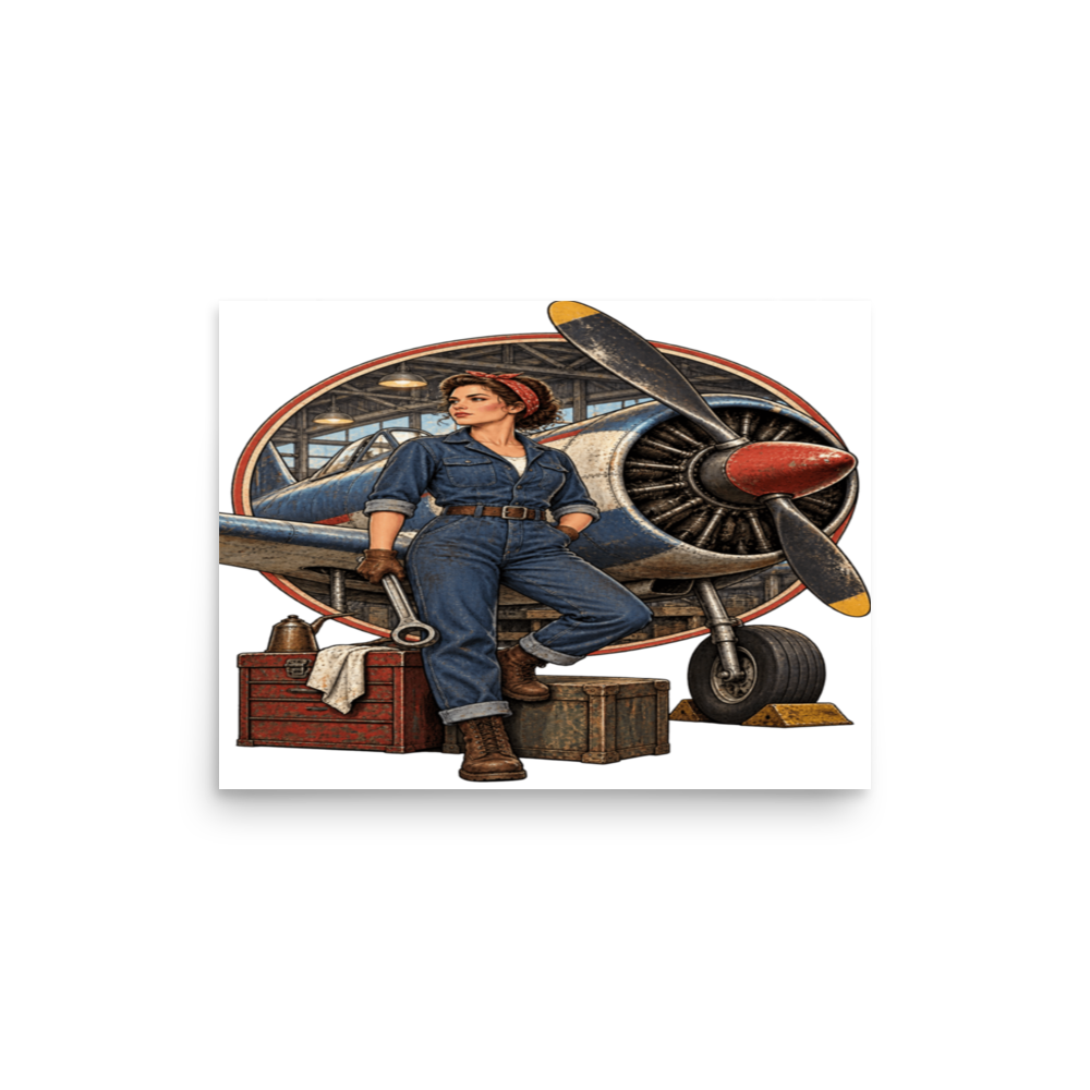 Vintage Aviation Pin-Up T-Shirt – Edition 17 Matte Poster product mockup