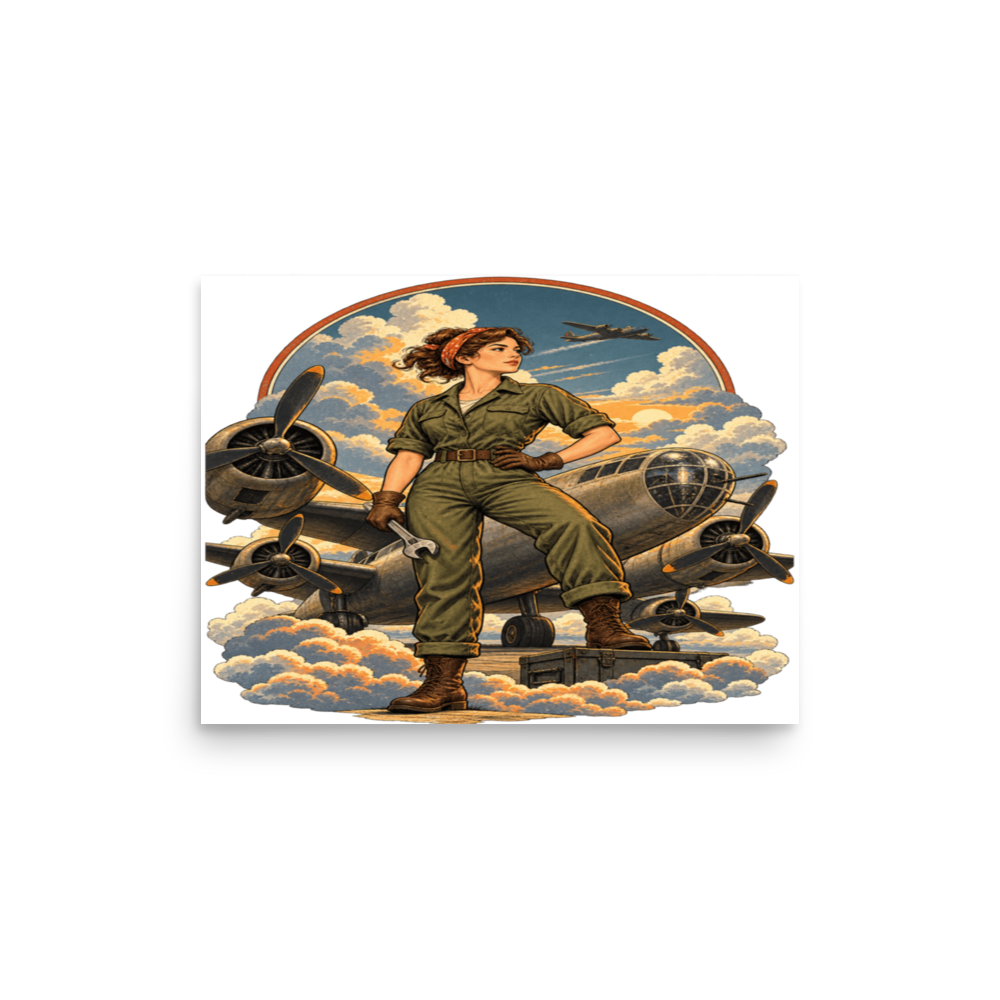 Vintage Aviation Pin-Up T-Shirt – Edition 16 Matte Poster product mockup