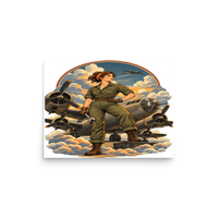 Vintage Aviation Pin-Up T-Shirt – Edition 16 Matte Poster product mockup