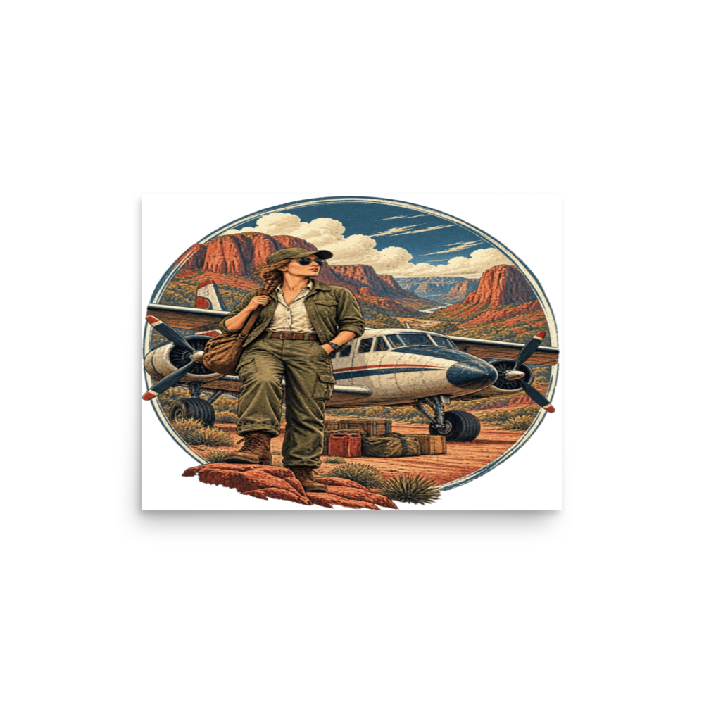Vintage Aviation Pin-Up T-Shirt – Edition 18 Matte Poster product mockup