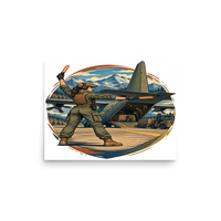 Vintage Aviation Pin-Up T-Shirt – Edition 21 Matte Poster product mockup