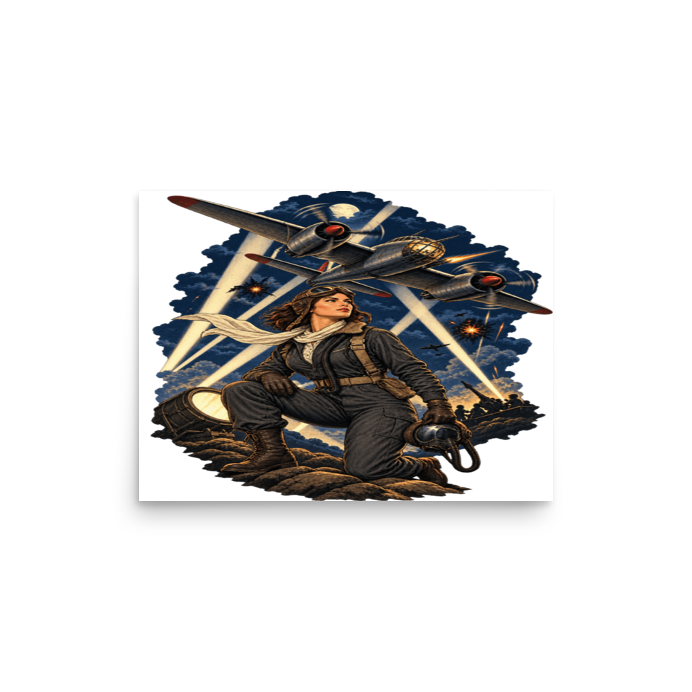 Vintage Aviation Pin-Up T-Shirt – Edition 31 Matte Poster product mockup