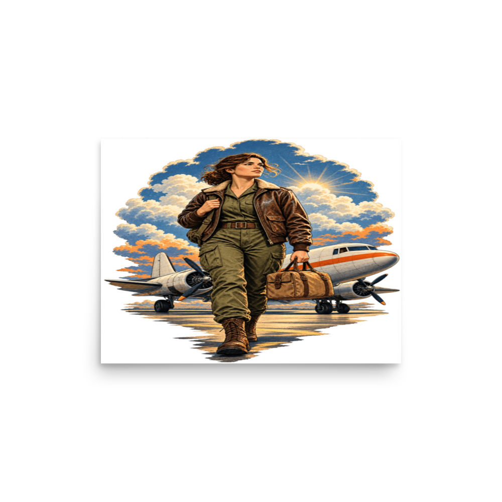 Vintage Aviation Pin-Up T-Shirt – Edition 33 Matte Poster product mockup