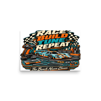 Race Build Tune Repeat Matte Poster product mockup 2