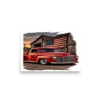Barn Flag Red Hot Rod Pickup Matte Poster product mockup 2