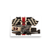 Number 32 Checkered Roadster Matte Poster product mockup 2