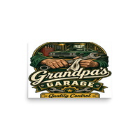 Grandpa's Garage Quality Control T-Shirt – Mechanic Gift Matte Poster product mockup 2