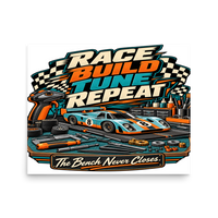 Race Build Tune Repeat Matte Poster product mockup 3