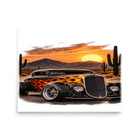 Desert Sunset Flame Coupe Matte Poster product mockup 3
