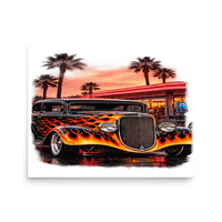 Neon Diner Flame Coupe Matte Poster product mockup 3