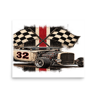 Number 32 Checkered Roadster Matte Poster product mockup 3