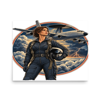 Vintage Aviation Pin-Up T-Shirt – Edition 34 Matte Poster product mockup 3