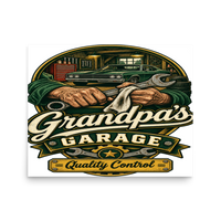 Grandpa's Garage Quality Control T-Shirt – Mechanic Gift Matte Poster product mockup 3