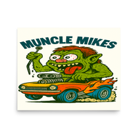 Monster Mugs 006 Hot Rod Coffee Mug — Muncle Mikes Matte Poster product mockup 3