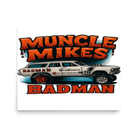 Muncle Mikes Hot Rod and Rat Rod Shirt Mayhem! BADMAN Wagon Matte Poster product mockup 3