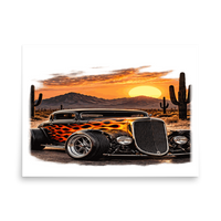 Desert Sunset Flame Coupe Matte Poster product mockup 4