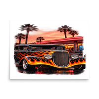 Neon Diner Flame Coupe Matte Poster product mockup 4